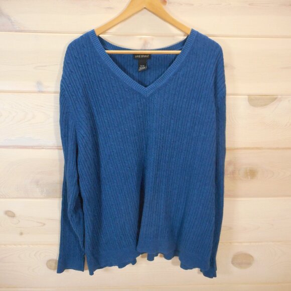 Lane Bryant Women's plus size 26/28 Long Sleeve Pullover Cable Knit Sweater Blue - Picture 1 of 10